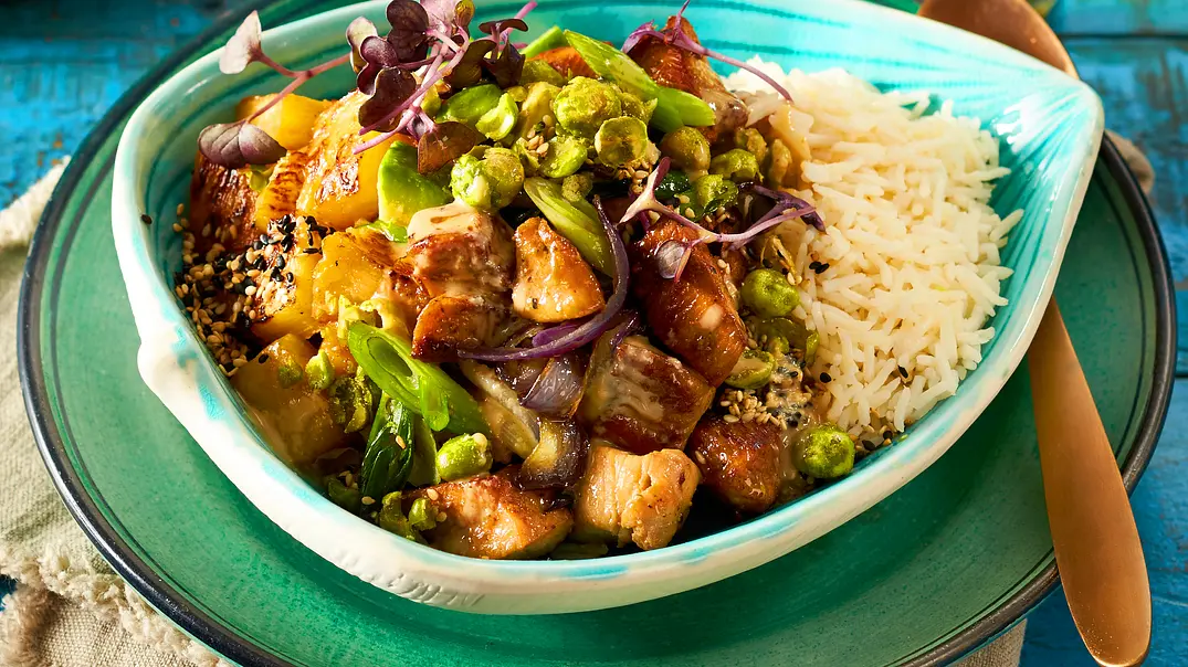 Süss-Scharfe Reis-Bowl „Hawaii“ Rezept - Foto: LECKER @ Bauer Media Group Süss-Scharfe Reis-Bowl „Hawaii“ Rezept - Foto: LECKER @ Bauer Media Group