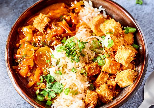 Knuspriger OfenTofu Süsssauer Rezept