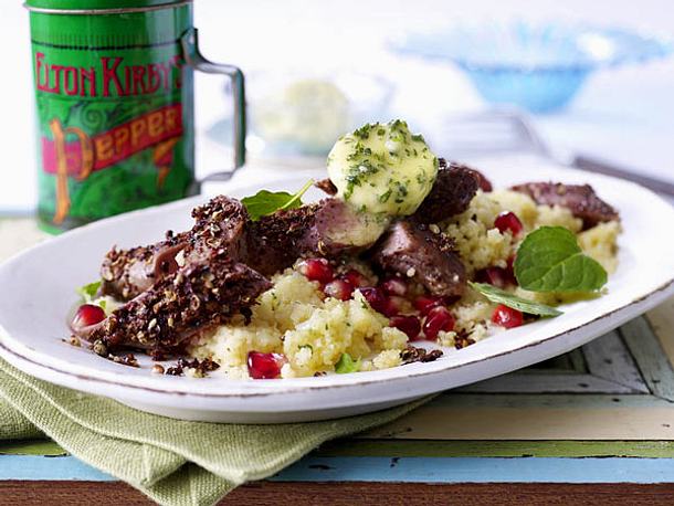 Szechuan-Lammfilet mit Granatapfel-Couscous Rezept Szechuan-Lammfilet mit Granatapfel-Couscous Rezept