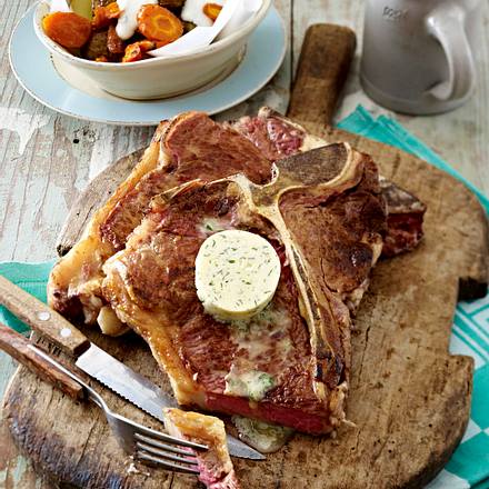 T-Bone Steak zu Baked Potatoes-Salat Rezept T-Bone Steak zu Baked Potatoes-Salat Rezept