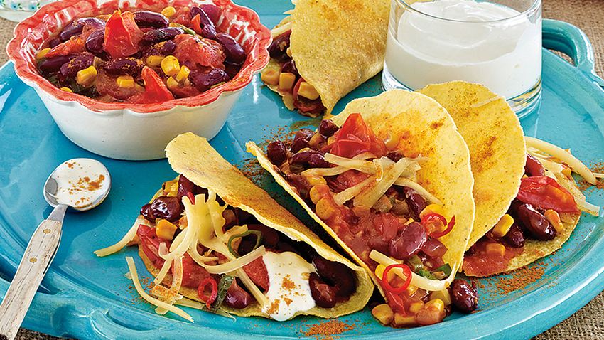 Tacoshells „Speedy Gonzales“ mit Chilibohnen-Gemüse Rezept - Foto: House of Food / Bauer Food Experts KG