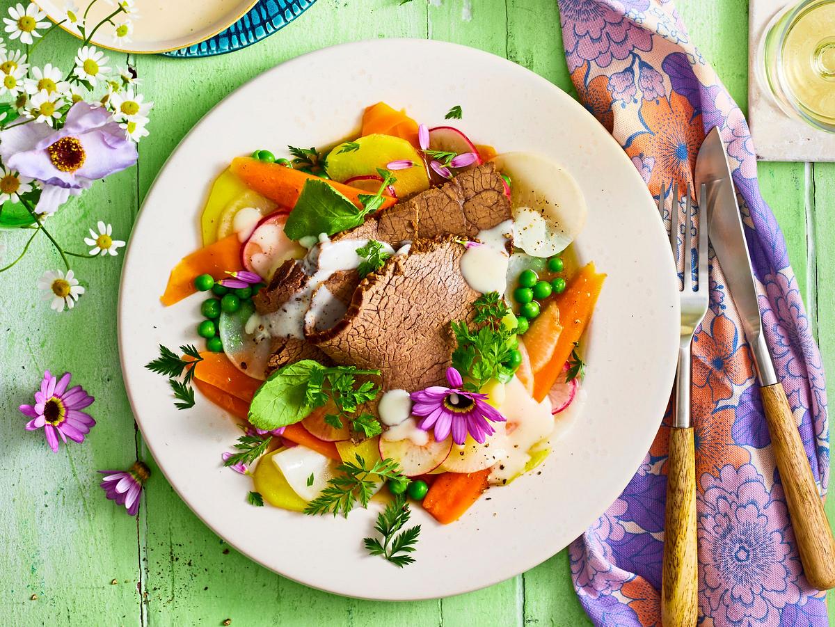 Tafelspitz auf warmem Gartengemüse-Carpaccio Rezept