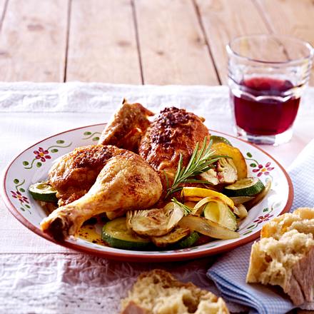 Teufelshähnchen mit Zucchinigemüse Rezept Teufelshähnchen mit Zucchinigemüse Rezept