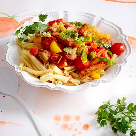 Tofugeschnetzeltes mit Nudeln Rezept