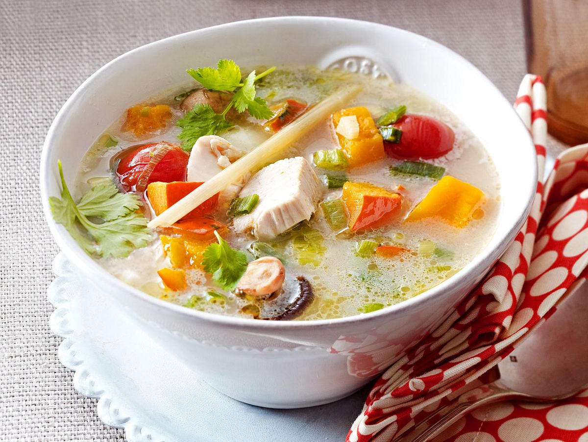 Tom kha gai mit Kürbis