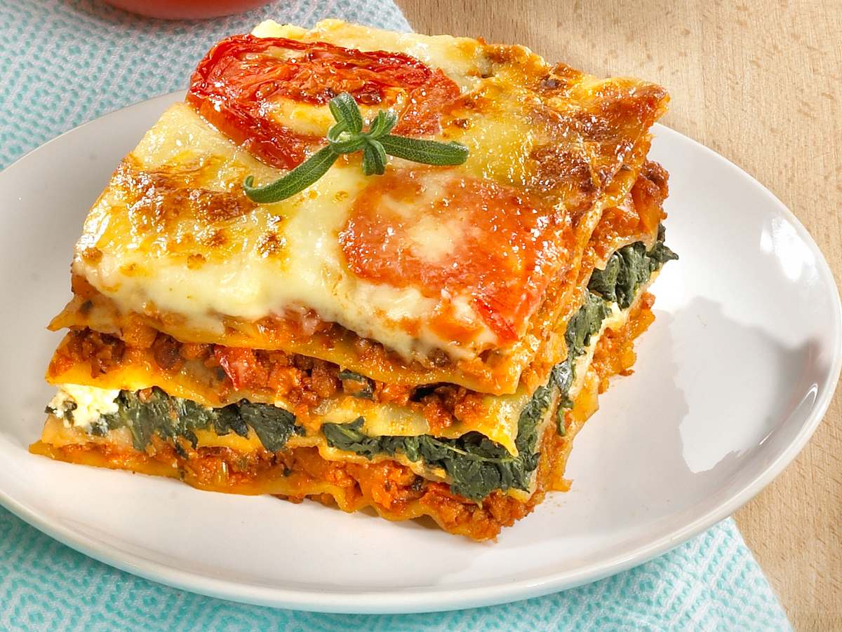 Tomaten-Lasagne mit Sojabolognese Rezept