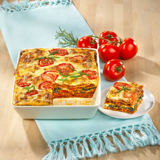 Tomaten-Lasagne mit Sojabolognese Rezept Tomaten-Lasagne mit Sojabolognese Rezept
