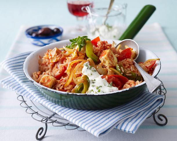 Tomatenreis zu Feta und Dip Rezept