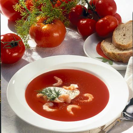 Tomatensuppe mit Krabben Rezept Tomatensuppe mit Krabben Rezept
