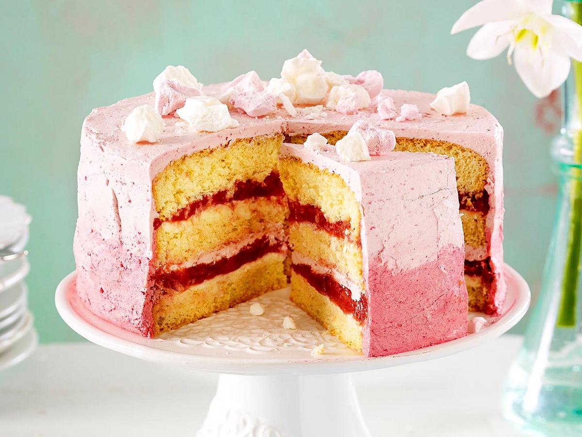 Top 5 Frühlingstorten: Rhabarber-Ombre-Torte