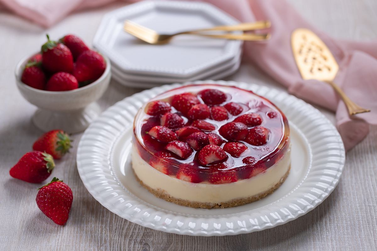 Tortenguss Ersatz auf Erdbeerkuchen