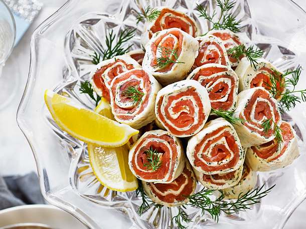 Tortilla-Lachs-Röllchen Tortilla-Lachs-Röllchen