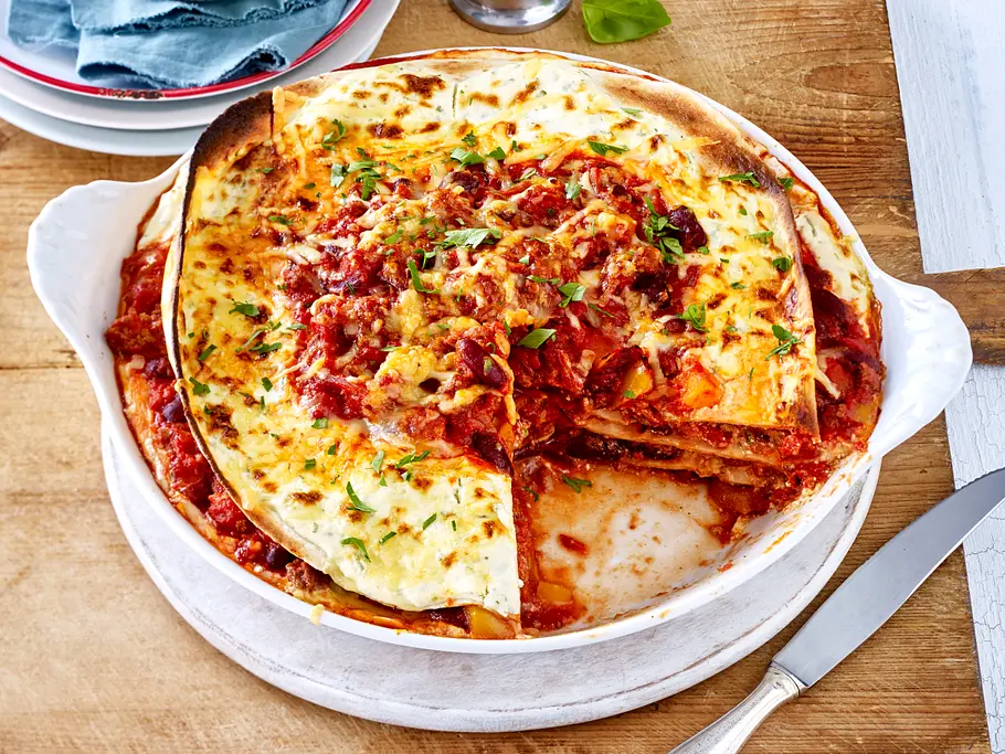 Tortilla-Torte mit Käsekruste Rezept Tortilla-Torte mit Käsekruste Rezept
