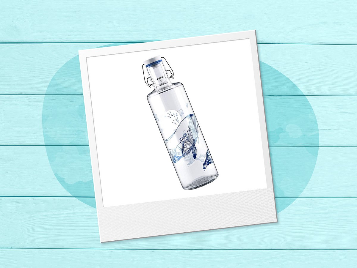Trinkflasche aus Glas, Wasserflasche aus Glas, Glasflasche, Trinkflasche