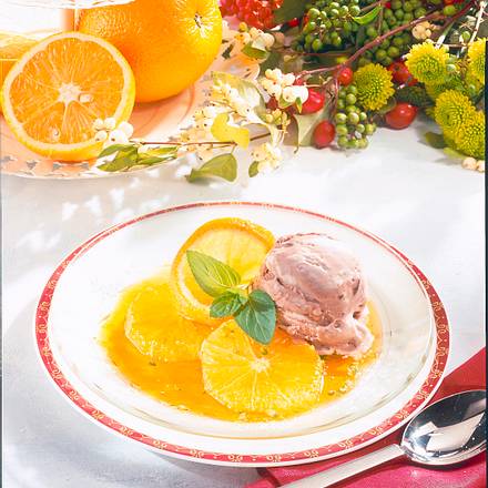 Trüffeleis mit Orangen Rezept