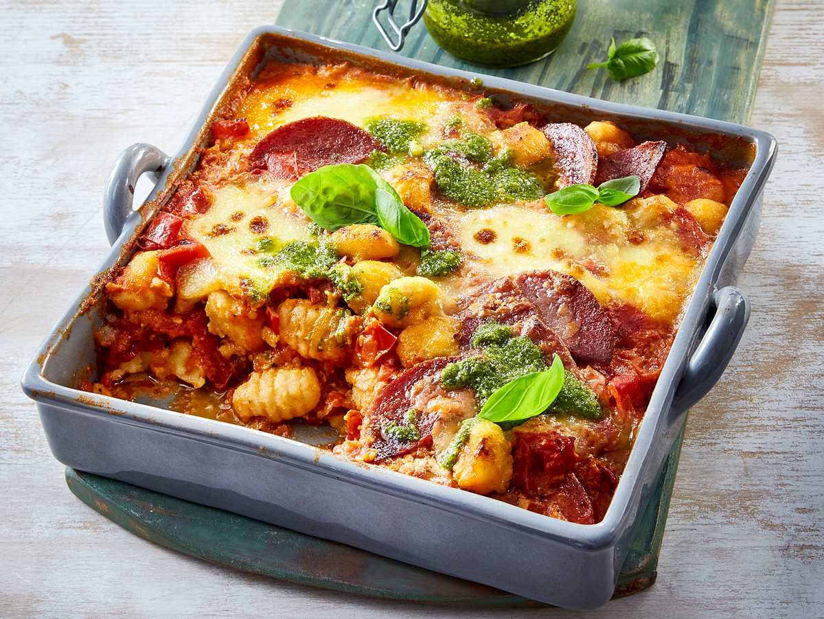 Überbackene Gnocchi Tomate Mozzarella Rezept