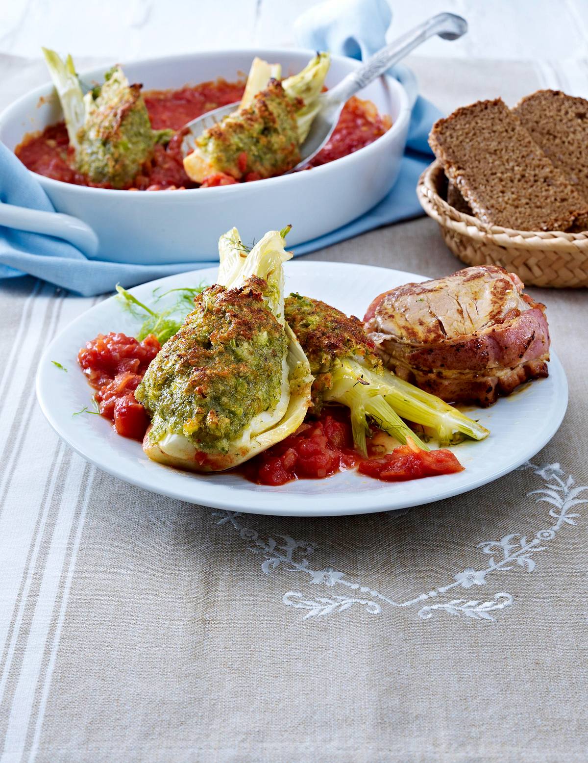 Überbackener Fenchel zu Speck-Medaillons Rezept