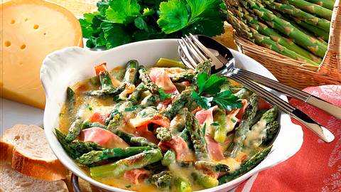 Überbackener, grüner Spargel Rezept - Foto: Horn