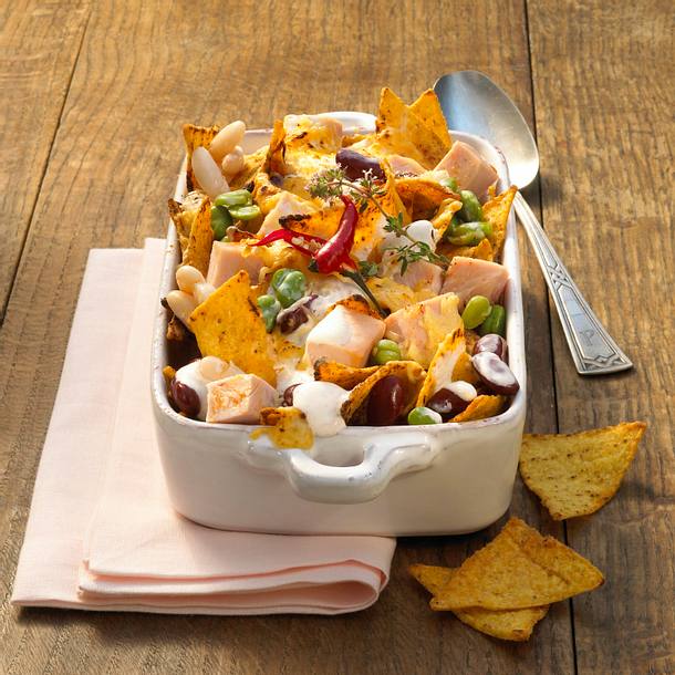 Überbackene Bohnen mit Taco-Chips Rezept