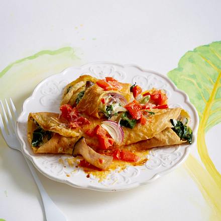 Überbackene Mangold-Crespelle Rezept Überbackene Mangold-Crespelle Rezept