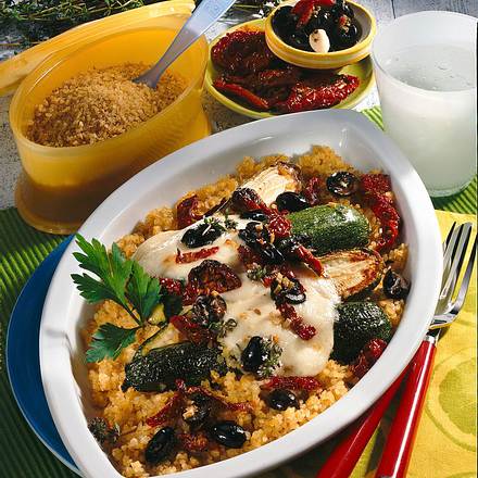 Überbackene Zucchini auf Bulgur Rezept Überbackene Zucchini auf Bulgur Rezept