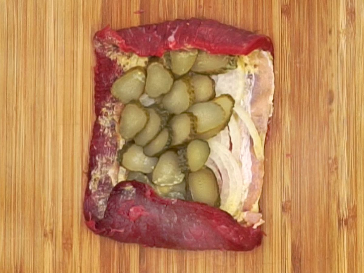 Rouladenbraten schichten