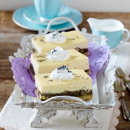 Vanille-Käsekuchen mit Aprikosen-Mohn-Creme Rezept