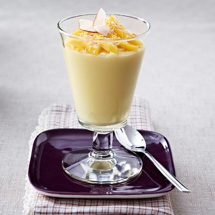 Vanille-Kokos-Pudding mit Mango Rezept Vanille-Kokos-Pudding mit Mango Rezept