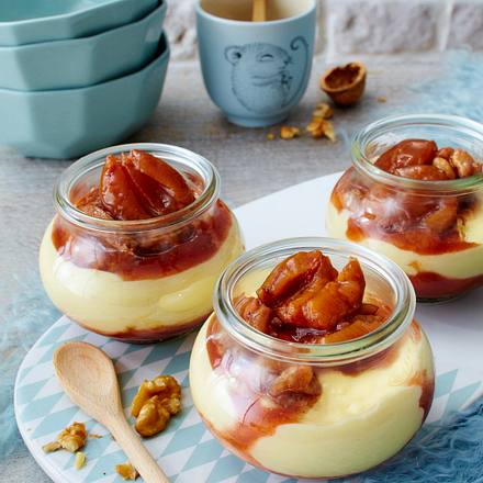 Vanillepudding mit Zimptpflaumenkompott Rezept