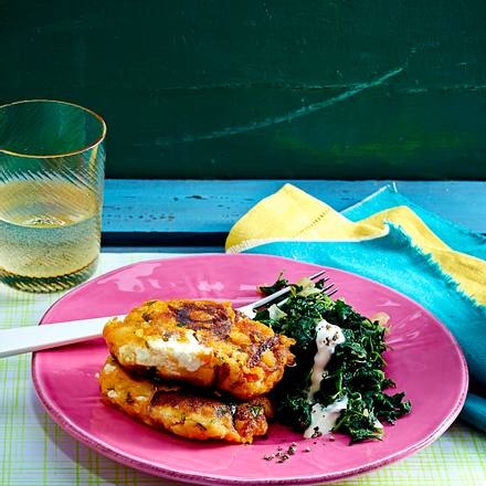 Vegetarische Frikadellen mit Rahm-Spinat Rezept