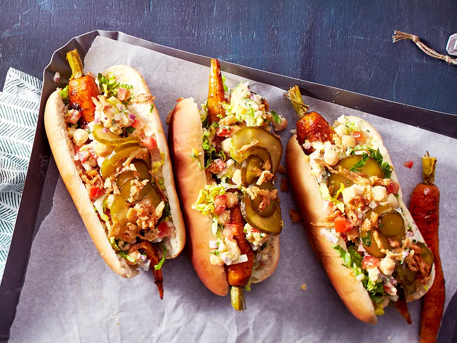 Vegetarische Hot Dogs Rezept Vegetarische Möhren-Hot Dogs Rezept