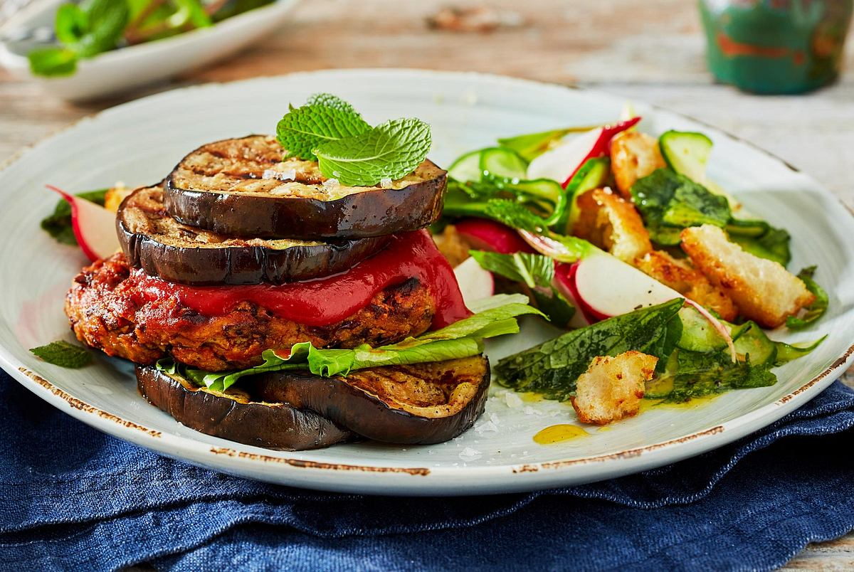 Veggie-Burger mit Auberginen-Bun Rezept