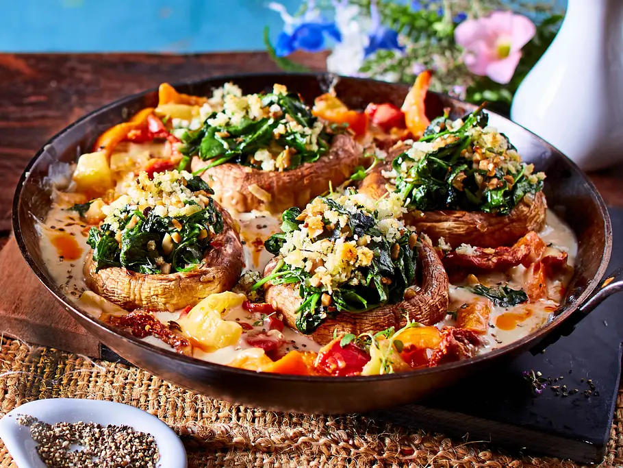 Veggie-Schmorpfanne zu Kartoffelstampf Rezept Veggie-Schmorpfanne zu Kartoffelstampf Rezept