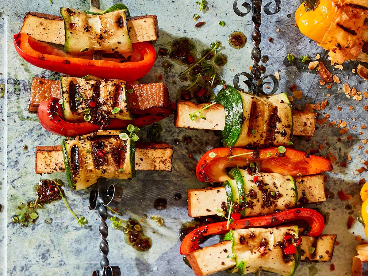 Veggiespieß mit Tofu in Espresso-Honig-Marinade Rezept