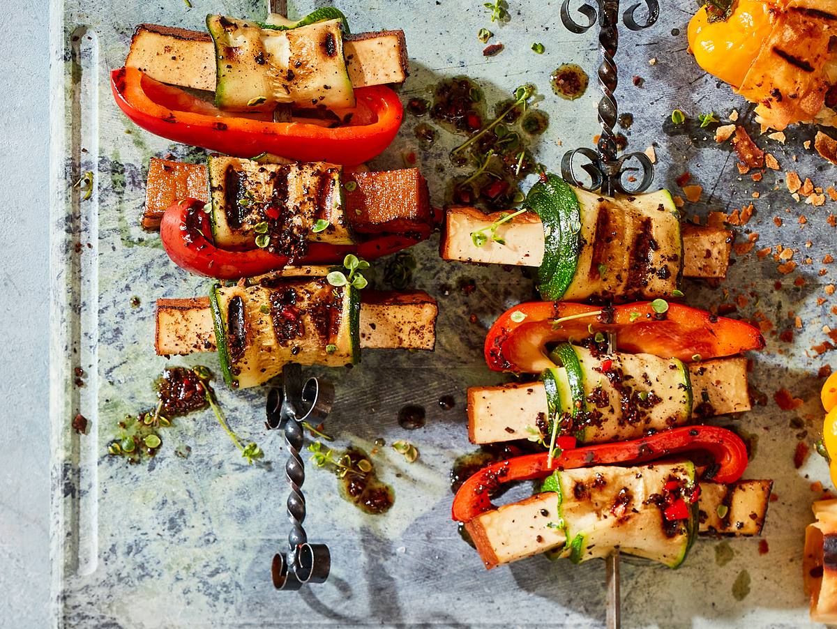 Veggiespieß mit Tofu in Espresso-Honig-Marinade Rezept