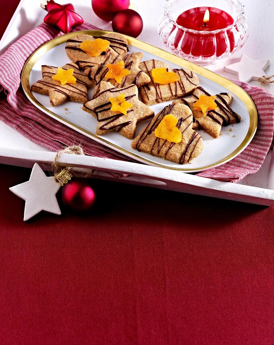 Vollwert-Mürbteigplätzchen mit Schokolade und Trockenfrüchten Rezept Vollwert-Mürbteigplätzchen mit Schokolade und Trockenfrüchten Rezept