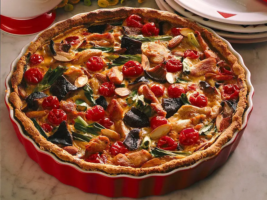 Vollwert Quiche mit Gemüse und Mandeln Rezept Vollwert Quiche mit Gemüse und Mandeln Rezept