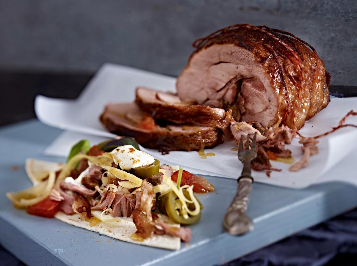 Von Tortillafladen besessene Putenoberkeule Rezept