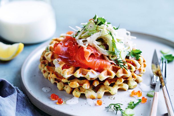 Vulkanische Meerrettichwaffel mit Lachserhebung Rezept Vulkanische Meerrettichwaffel mit Lachserhebung Rezept