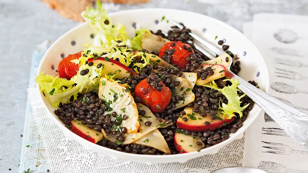 Warmer Linsensalat mit Honiggemüse Rezept - Foto: LECKER @ Bauer Media Group Warmer Linsensalat mit Honiggemüse Rezept - Foto: LECKER @ Bauer Media Group
