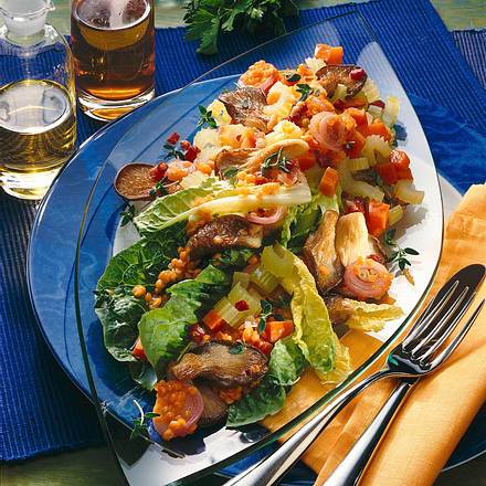 Warmer Salat mit Austernpilzen & Linsen Rezept