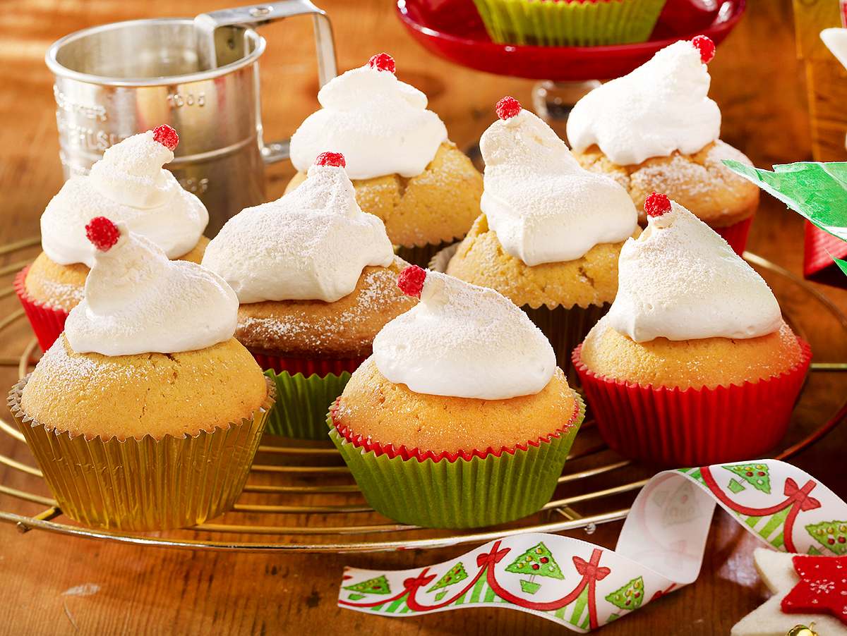 Weihnachtsmuffins mit Zipfelmützen