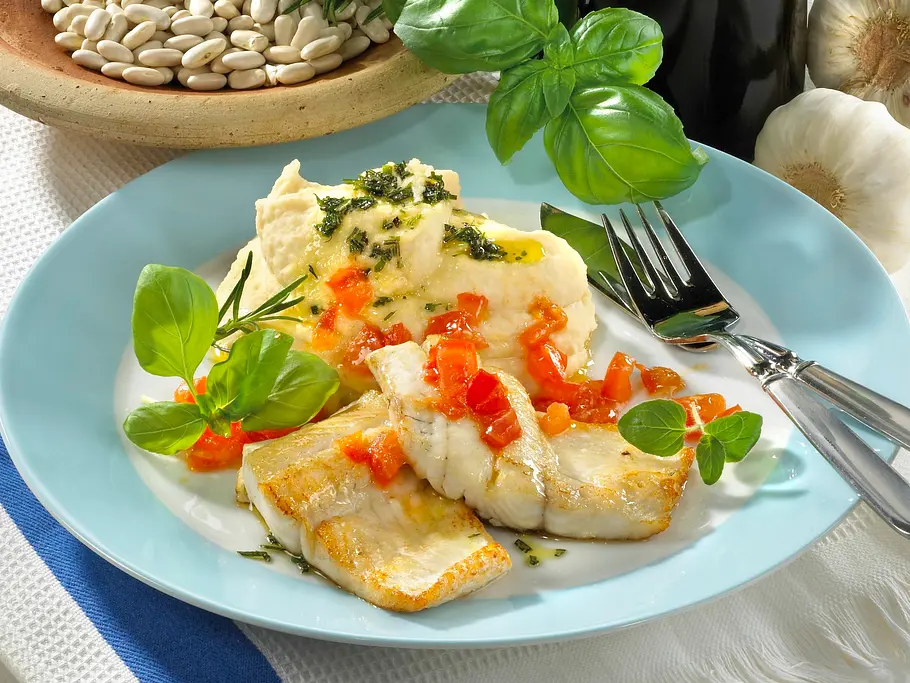 Weißes Bohnen-Püree zu gebratenem Zander Rezept