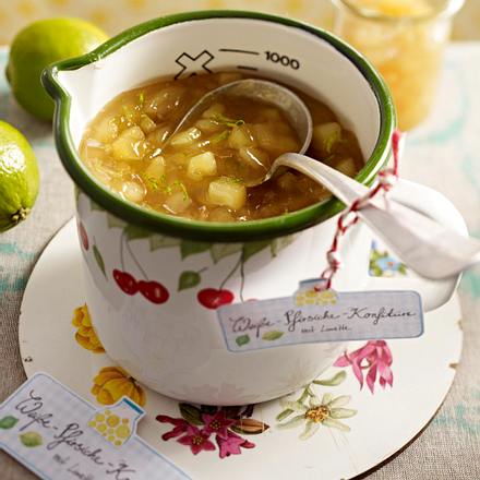 Weiße-Pfirsiche-Konfitüre mit Limette Rezept Weiße-Pfirsiche-Konfitüre mit Limette Rezept