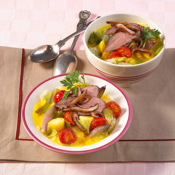 Weißkohl-Curryeintopf mit Entenbrust Rezept