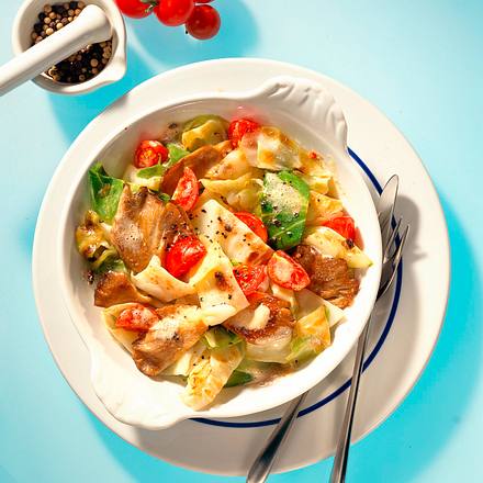 Weißkohlpfanne mit Austernpilzen Rezept
