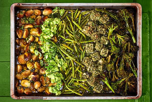 Wellness aus dem Ofen: Wohlsein wünschen Bohnen und Brokkolini Rezept