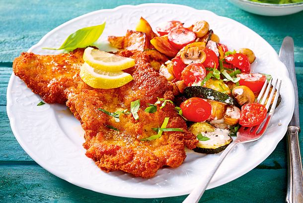 Wiener Schnitzel zu Gorgonzola-Gemüse Rezept Wiener Schnitzel zu Gorgonzola-Gemüse Rezept