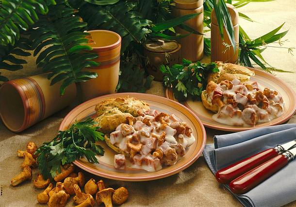 Windbeutel mit Zungen-Pfifferlings-Ragout Rezept