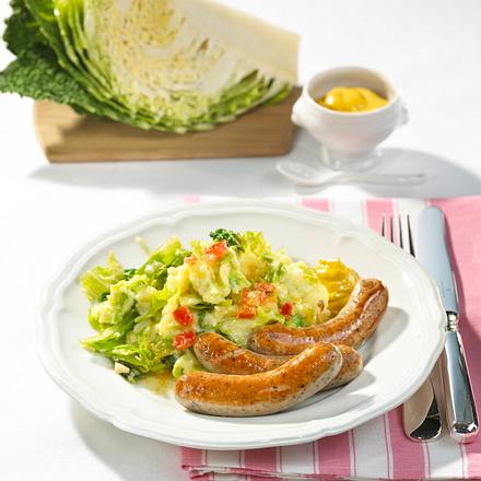 Wirsing-Püree zu Nürnberger Würstchen Rezept Wirsing-Püree zu Nürnberger Würstchen Rezept